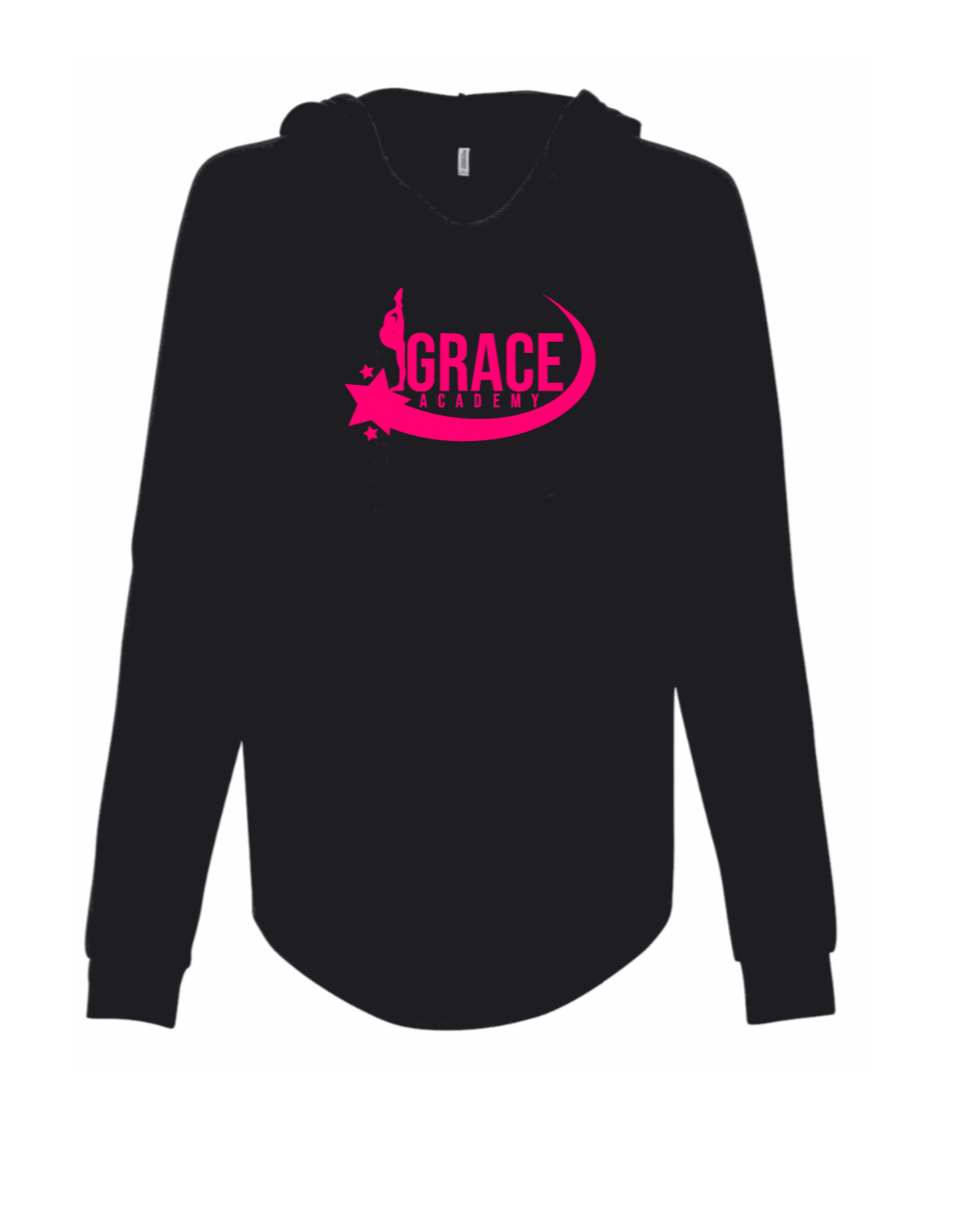 Grace Academy Black Vneck Hoodie Pink Logo