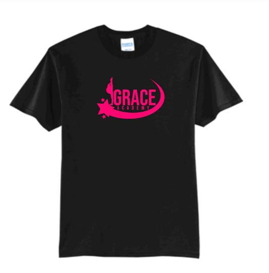 Grace Academy Black Shirt Pink Logo