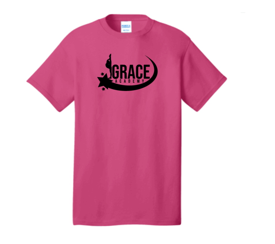 Grace Academy Pink Shirt Black Logo