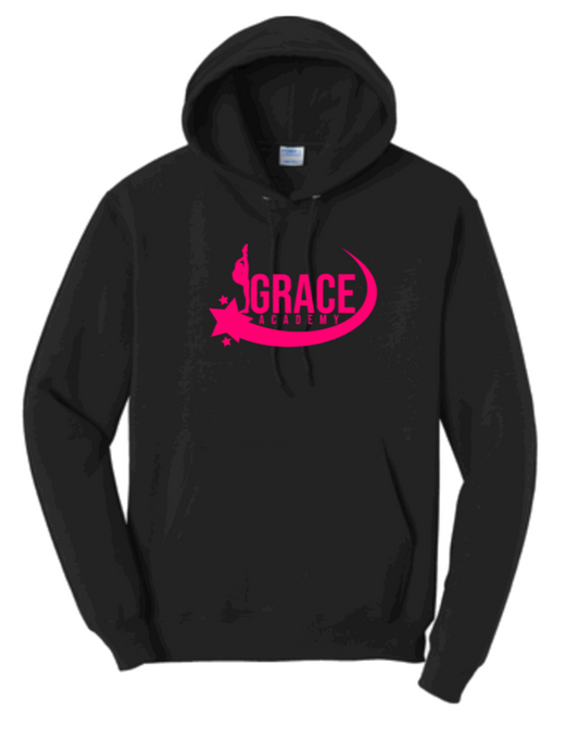 Grace Academy Black Hoodie Pink Logo