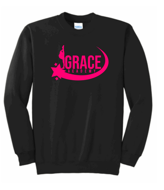 Grace Academy Black Sweatshirt Pink Logo